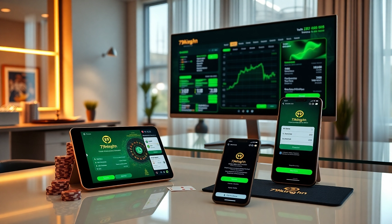 Branding da 79king hn em um painel de apostas elegante com cotações ao vivo e acentos verde-neon