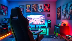 Menggambarkan situasi bermain bensu4d alternatif game dengan gamer yang terlibat penuh.