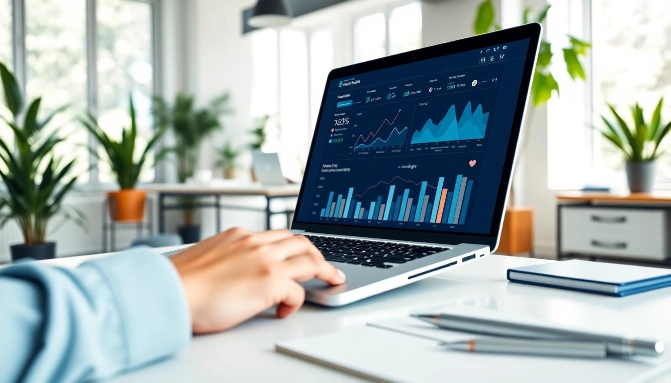 Engaging smm panel interface on a laptop in a bright office environment.