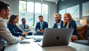 신용카드 현금화 전문 상담사가 사무실에서 정보 공유하는 모습