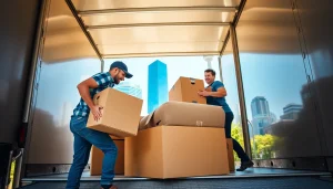 Efficient team of movers loading furniture into a truck for a Toronto moving company.