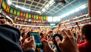 Experience the excitement of best sportsbooks in Brazil with vibrant stadium atmosphere and active bettors.