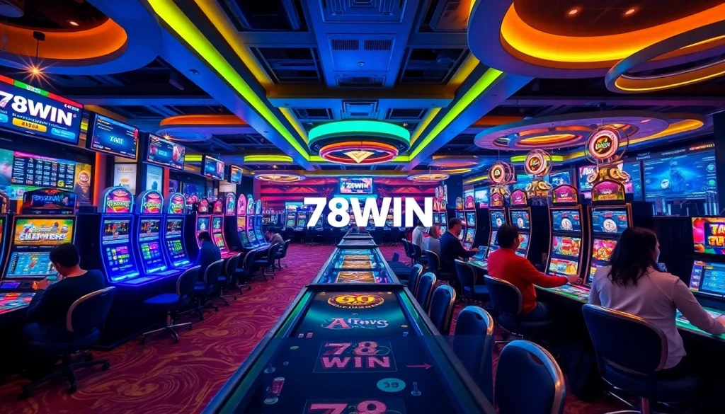 Experience the excitement of the 78WIN brand in a vibrant online casino setting with engaging games and dynamic players.