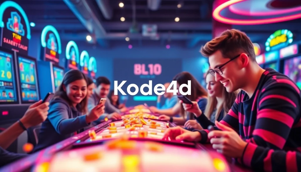 Engage with Kode4d's vibrant online gaming community, showcasing players enjoying exciting slot games in a welcoming atmosphere.