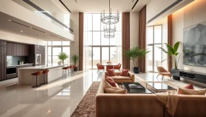 Showcasing luxury interior design dubai with modern elegance and natural light in a chic home