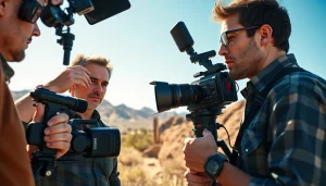 Video Production Company Phoenix showcasing a professional video production team in action with desert backdrop.