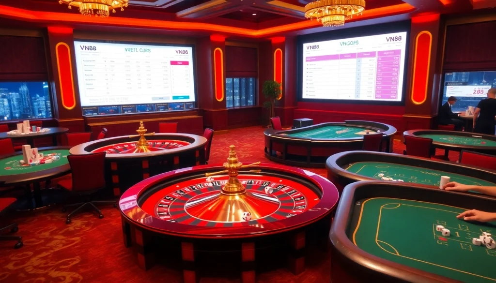 Experience the thrill of VN88 online casino with players engaging at a roulette table.
