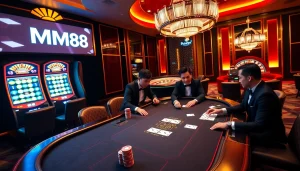 Experience the excitement of MM88 as chips stack up at the high-stakes poker table.