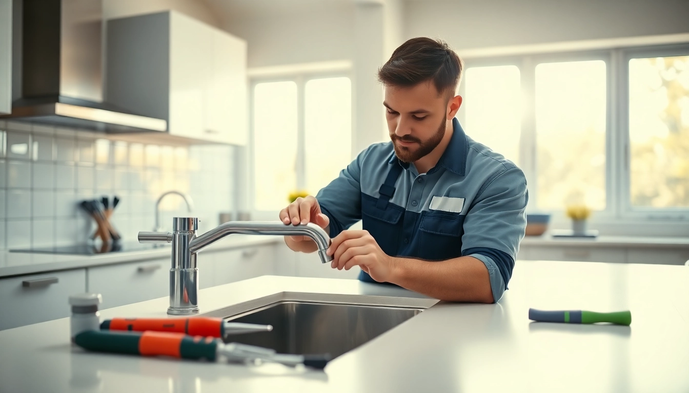 Reliable plumber providing quality services at https://speedyservicestoday.com.au in a bright kitchen.