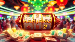 Menampilkan gameplay Mahjong Ways 2 dengan simbol mahjong berwarna-warni.