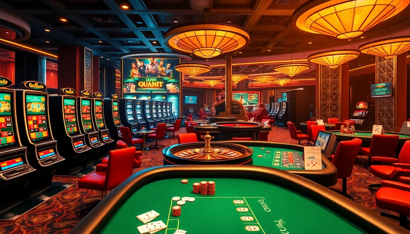 Rasakan momen mendebarkan obraltoto di kasino mewah, dengan mesin slot meriah dan roda roulette yang penuh warna.