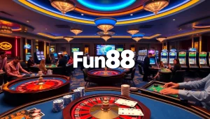 Experience thrilling gameplay at Fun88's high-stakes casino tables with vibrant atmosphere.
