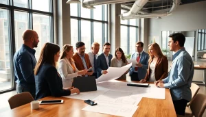 Illustration of construction advocacy colorado discussion in a modern office setting.
