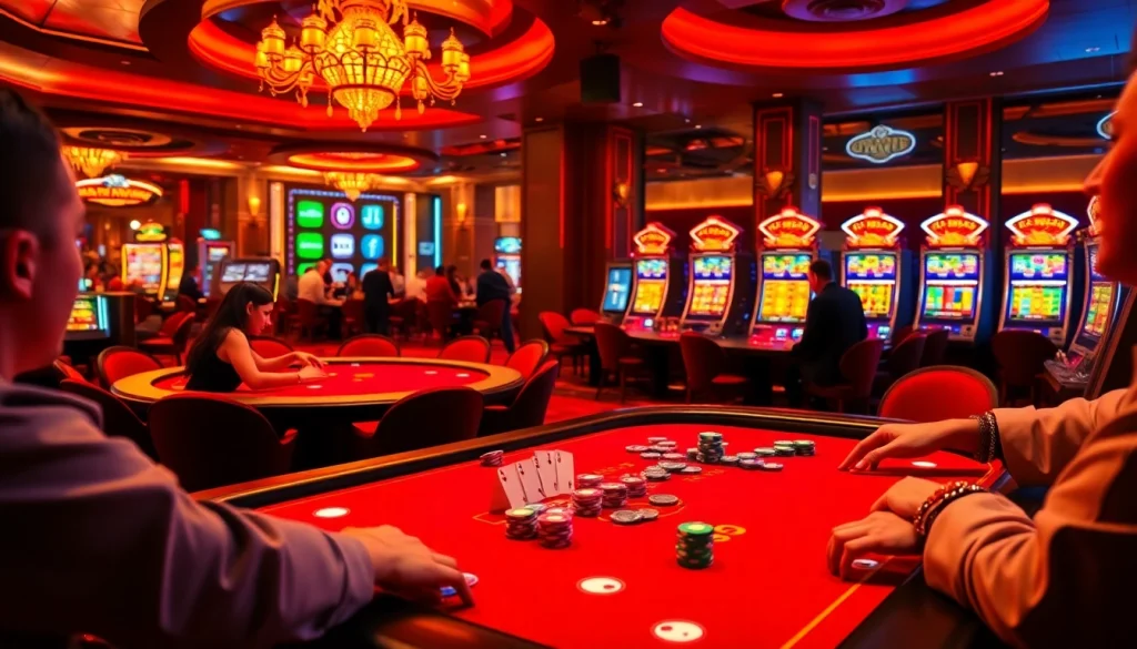 Experience thrilling moments at 123b by witnessing intense gambling action with vibrant casino elements.