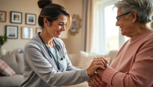 Engaging senior caregivers in Austin TX providing compassionate assistance to elderly clients at home.