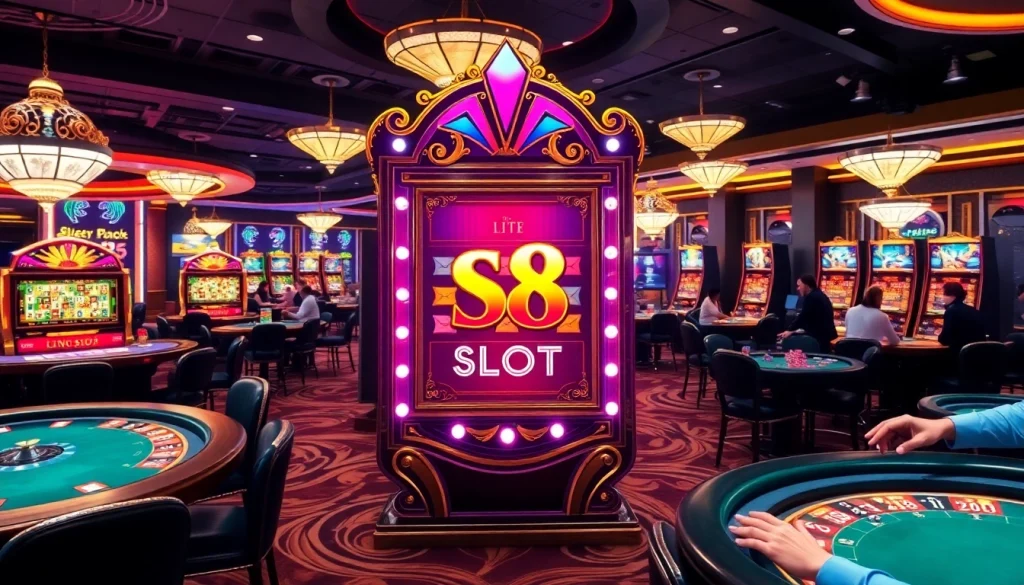Engaging gameplay at the S8 slot machine in a luxurious casino setting.