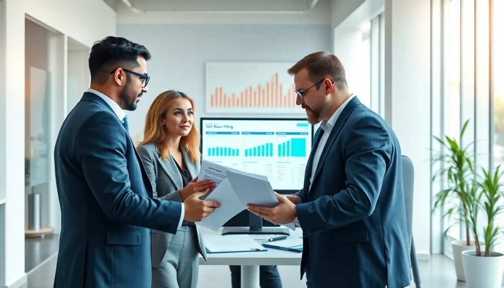 VAT Return Filing in a professional auditing environment with diverse business professionals.