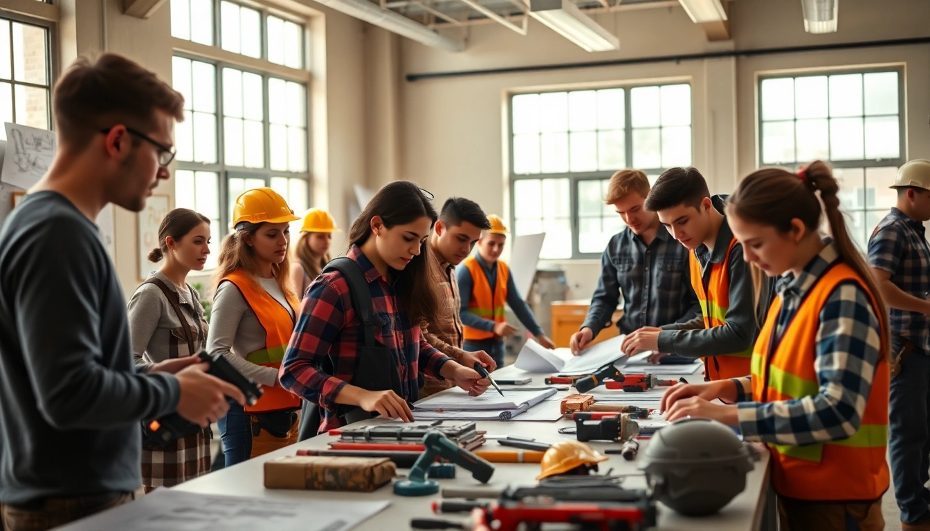 Students learning at construction trade schools in Texas, engaged in hands-on practice.
