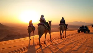 Marrakech camel ride and quad biking adventure at sunset in the Agafay Desert.