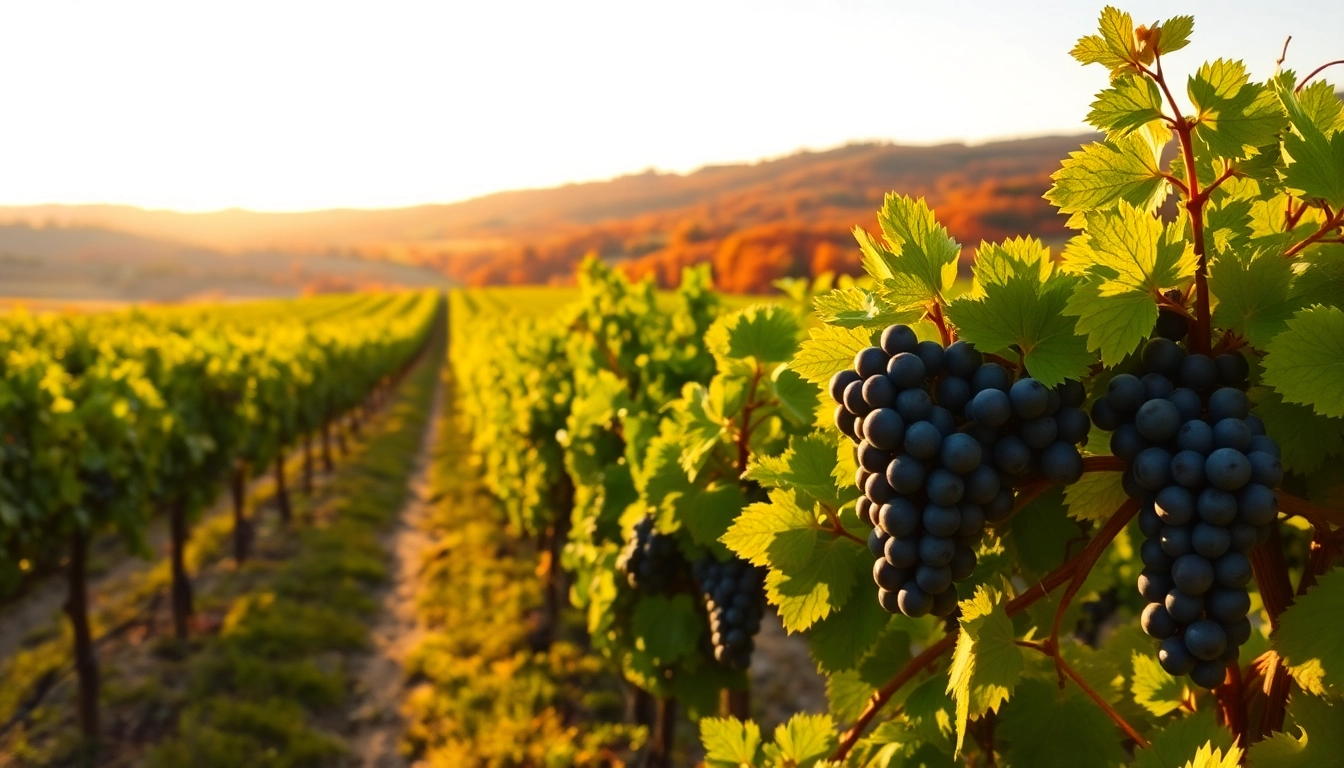 Capture the beauty of wineries in Clarksburg with lush grapevines and golden sunset ambiance.