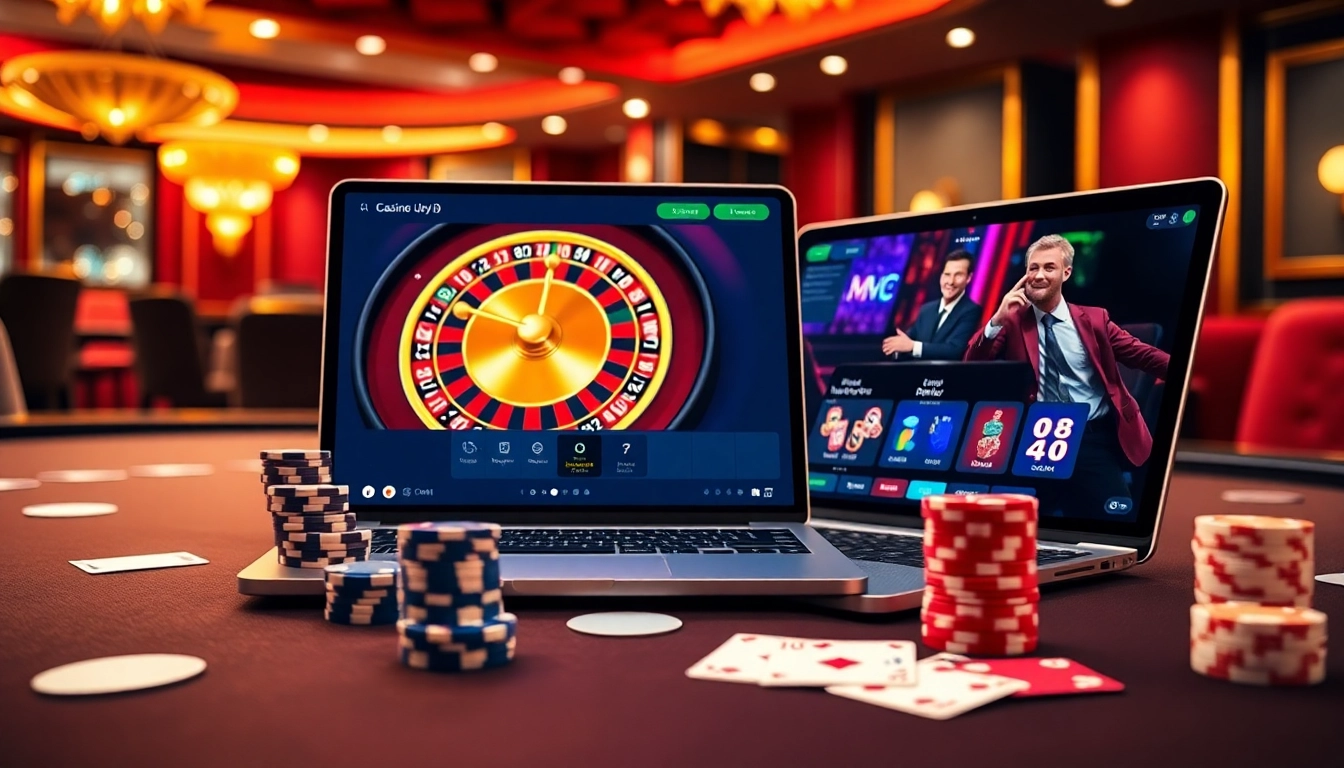 Experience the thrill of online gaming at MM88 Tokyo with poker chips and a roulette wheel.