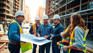 Expert New Jersey General Contractor overseeing a construction project on-site with essential tools and plans.