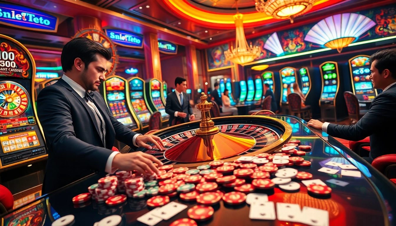 Experience the excitement of birutoto at luxurious casino tables filled with players enjoying slots and roulette.