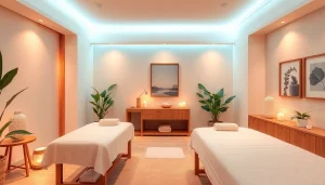 Spa Ads showcasing a serene massage room with calming decor and ambient lighting.