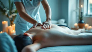 마사지로 몸을 풀어주는 전문 마사지사가 부드럽게 작업하는 장면