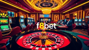Players enjoy a thrilling game at F8bet's vibrant casino table, embracing the excitement of online gambling.