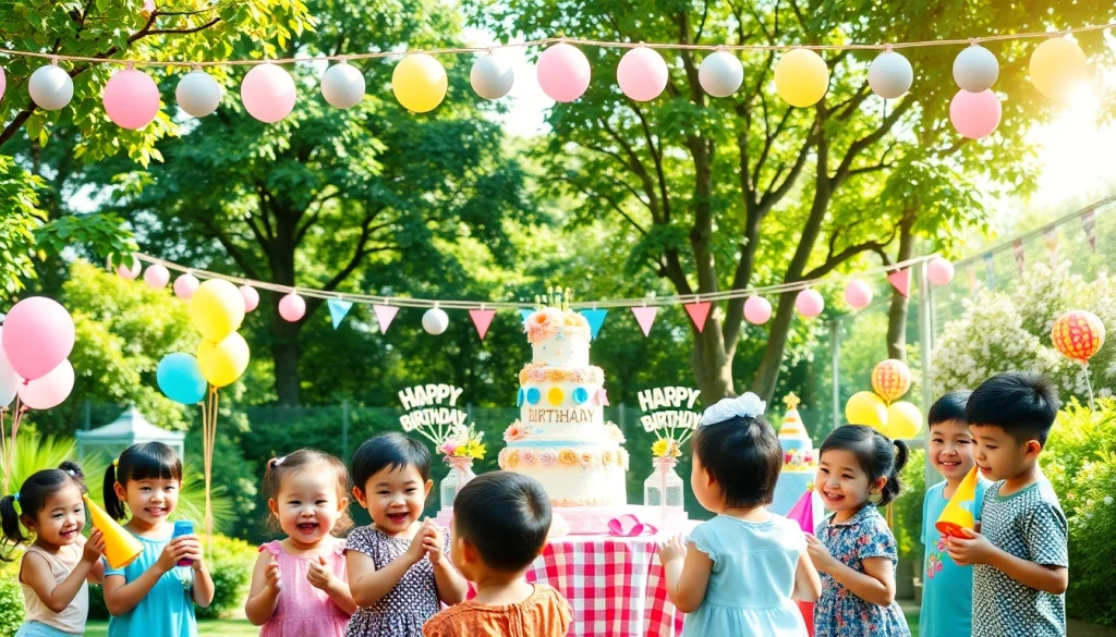 Celebrate a vibrant Singapore birthday party with joyful children and colorful decorations.