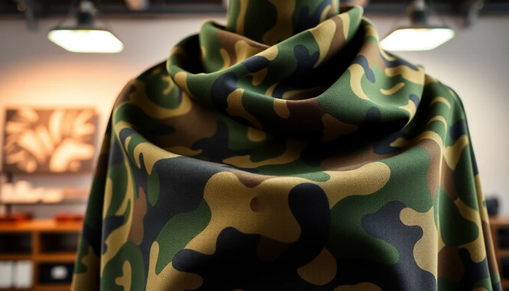 Creëren met katoen met legerprint; army print stof voor mode en interieur.