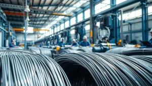 Wire Manufacturer showcasing machinery and craftsmanship in a vibrant industrial setting.