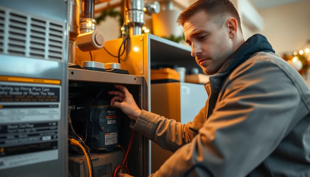 Performing heating repair somers ny with a technician expertly servicing a furnace.
