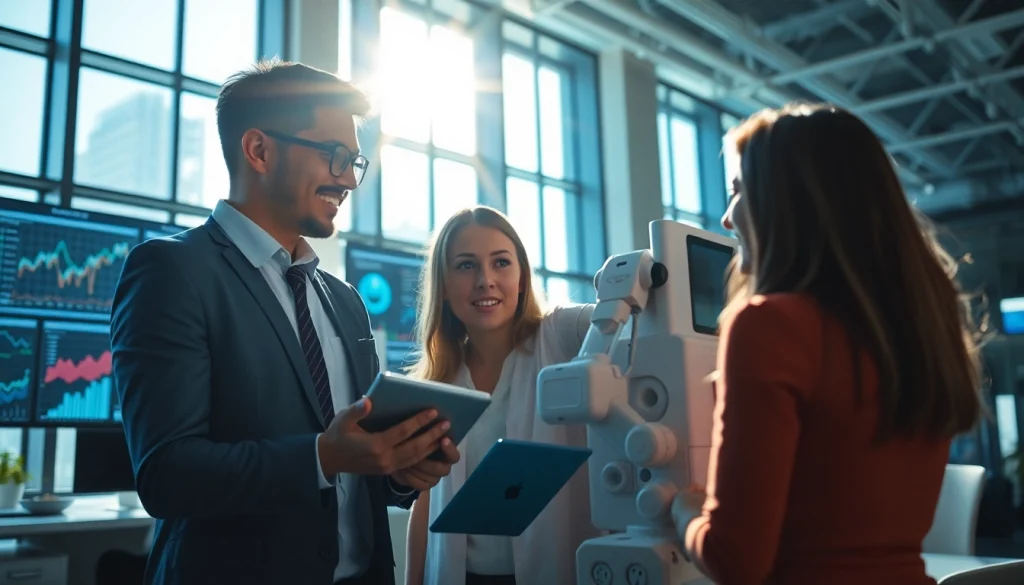 AI Employee working collaboratively in an innovative office environment with technology.