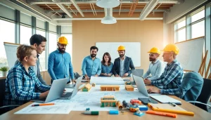 Builders of the Texas association of builders collaborate in a modern meeting space.