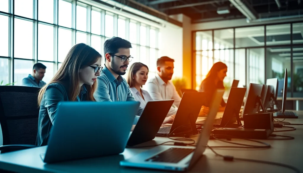 Team collaborating in a Managed IT Service office, showcasing innovation and technology.