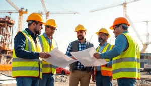 Construction association north carolina members collaborating on a vibrant construction site.
