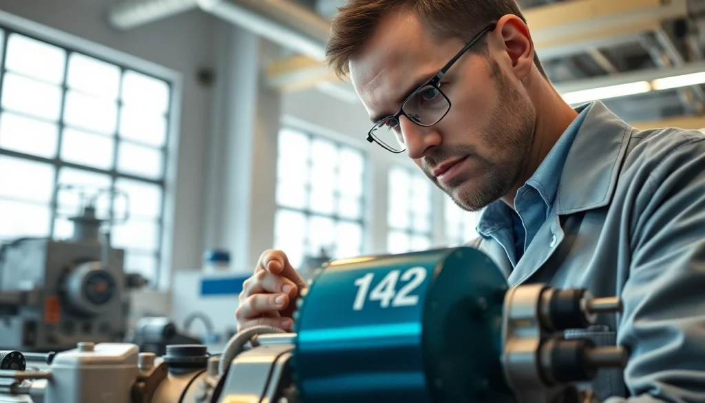 Engineer analyzing das 142 mechanical component in a modern lab environment.