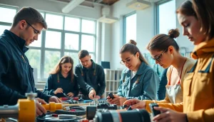 Vocational training session at a Trade School Tennessee with students focusing on hands-on skills.