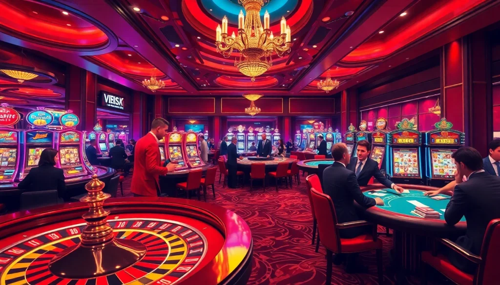 Engaging scene illustrating a casino floor with https://shbet.law/ options, showcasing thrilling gambling moments.