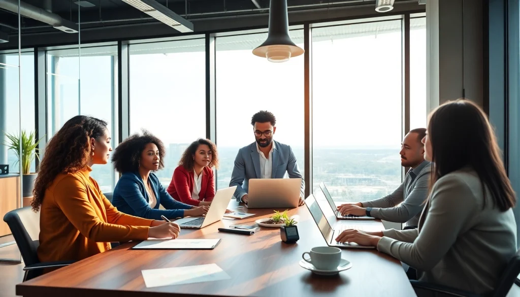 Enhancing workforce development strategies through teamwork in a modern office environment.