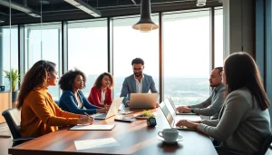 Enhancing workforce development strategies through teamwork in a modern office environment.