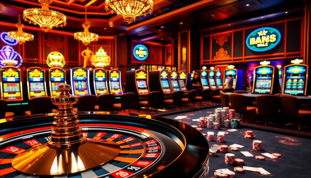 Experience excitement at https://mk8th.net/ in a luxurious casino scene filled with roulette, cards, and joyful gamblers.