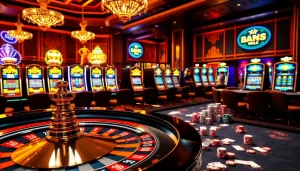 Experience excitement at https://mk8th.net/ in a luxurious casino scene filled with roulette, cards, and joyful gamblers.