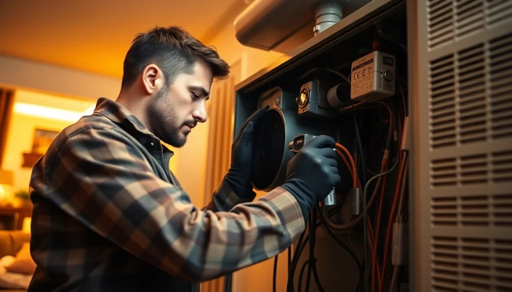 Expert heating repair technician addressing heating repair somers ny in a warm, inviting home setting.