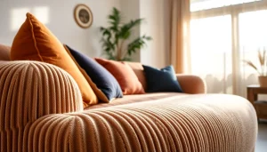 Verken de textuur en veelzijdigheid van ribcord stof in een gezellige woonkamer.