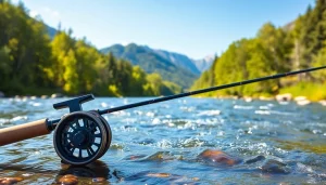 Catch a stunning fly fishing combo in a serene river setup surrounded by nature.