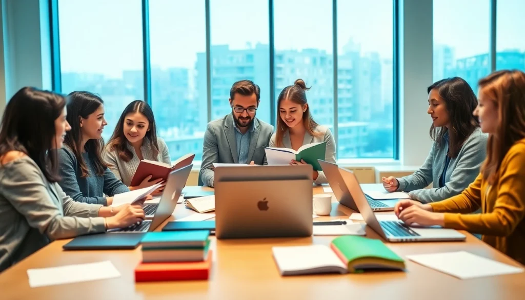 Engaging discussion among diverse students in the exam assistance industry, highlighting collaborative learning.