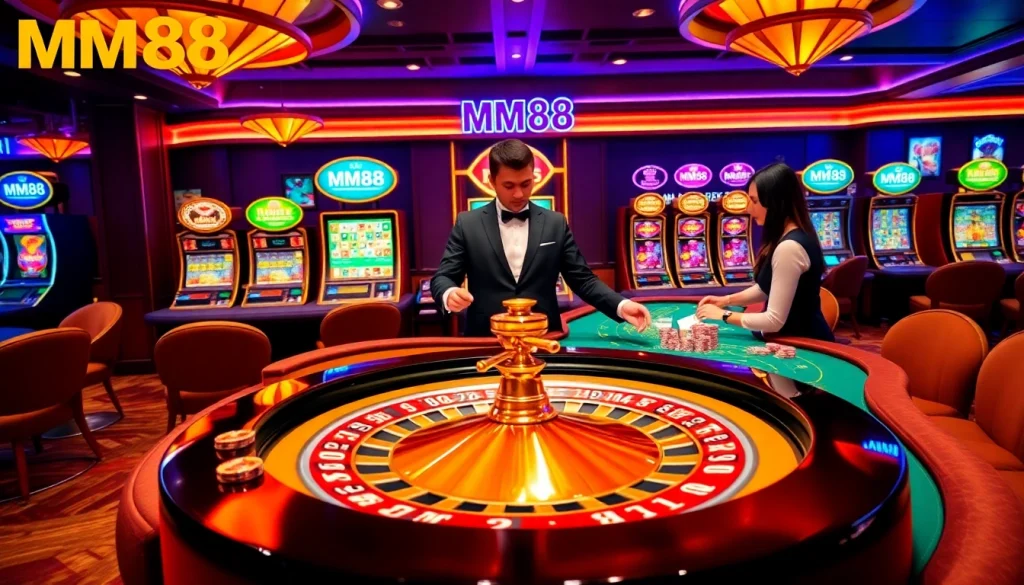 Experience the excitement of MM88 with professional dealers at casino tables.
